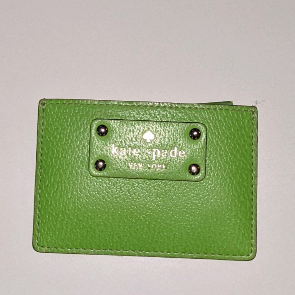 Kate Spade Vintage Green Vachetta Leather ID Wallet Case NWT